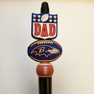 Handmade Baltimore Ravens NFL Dad Football Beaded Silicone Focal Bead Pen